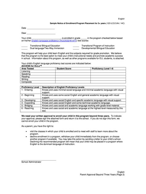 Fillable Online Isbe Sample Notice Of Enrollment Program Placement For