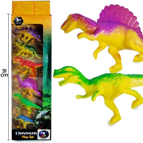 Juguete Dinosaurios De Goma Flexibles Colores Sets Modelo Ch