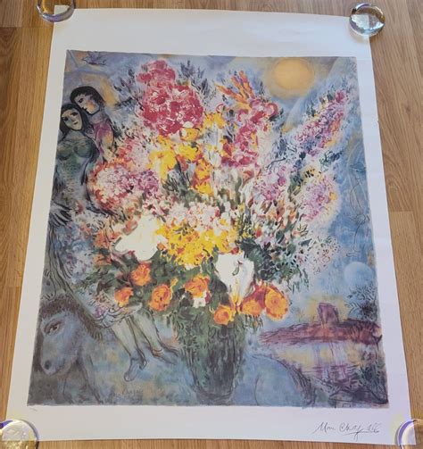 Le Bouquet Illuminant Original Lithograph Print By Marc Chagall Etsy