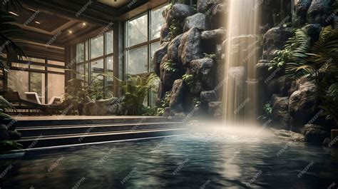 Premium AI Image | An image of an indoor waterfall feature creating a ...