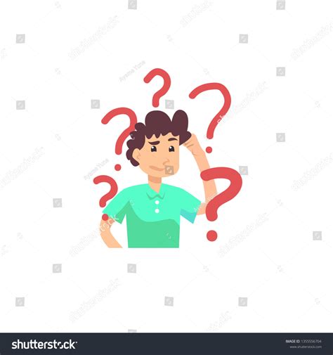 Cartoon Thinking Man Question Mark Vector Stock Vektorgrafik