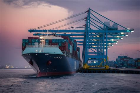 Premium Photo | Cargo ship unloads containers at port vital for global ...