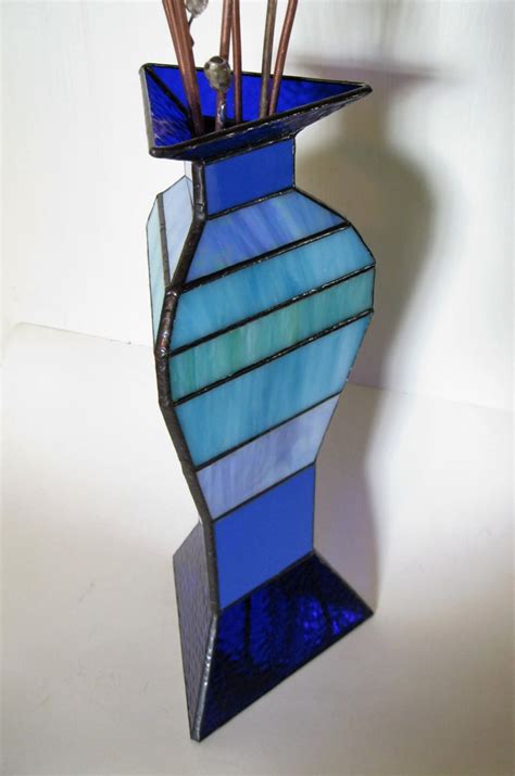 Pussy Willows In Large Modern Blue Vase Stained Glass And Flame Worked D Glass Sculpture Etsy