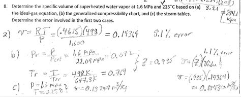 Solved 8 Determine The Specific Volume Of Superheated Water