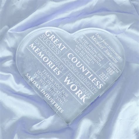 Personalized Acrylic Heart Shaped Plaque With Text Retirement T Callie