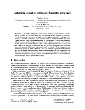 Fillable Online Automatic Deduction In Dynamic Geometry Using Sage