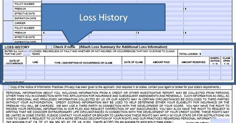 Simply Easier Acord Forms Acord 125 Loss History Section