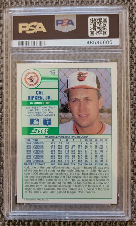 Score Cal Ripken Jr Orioles Hof Psa Ebay