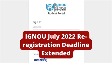 IGNOU July 2022 Session Re Registration Deadline Extended Till 31st