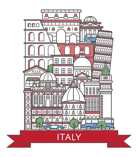 Cartel De Italia Del Viaje En Estilo Linear Ilustración del Vector