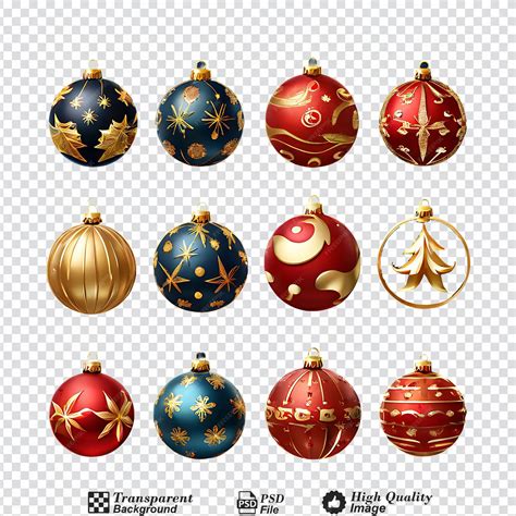 Premium PSD | Collection set of various christmas ornaments isolated on ...