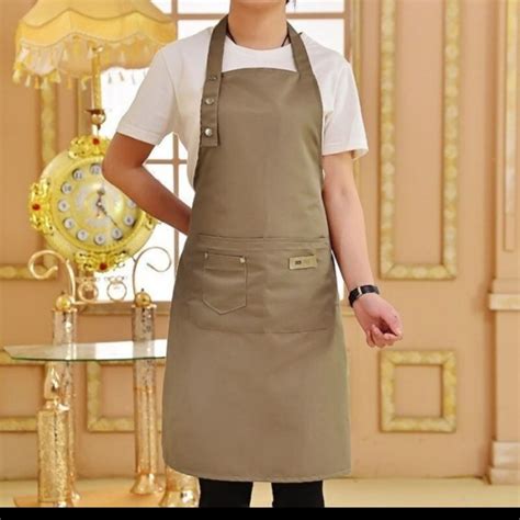 Jual Apron Celemek Chef Pria Wanita Kantong Bahan Canvas Pelindung