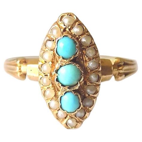 Antique French Gold Turquoise And Pearl Ring At 1stdibs