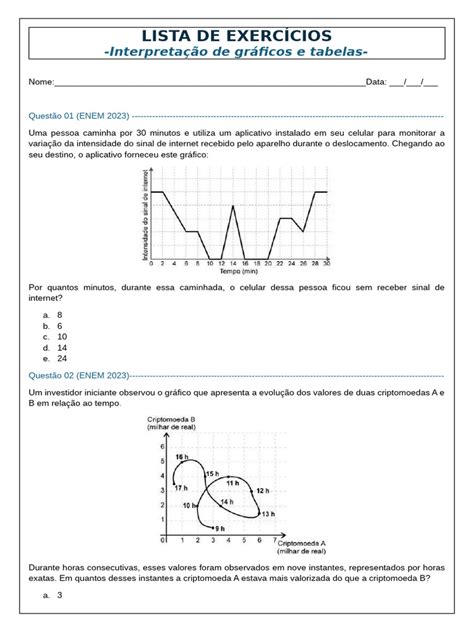 Interpretação De Gráficos E Tabelas Exercicios Resolvidos Pdf - Interpretação de Gráficos e Tabelas | PDF | Internet | Frequência cardíaca