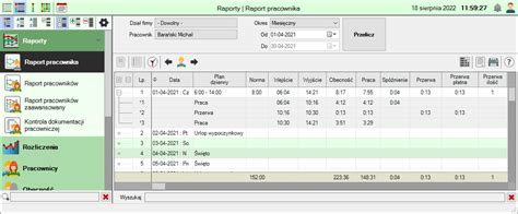 Raporty Czasu Pracy Tpm Control