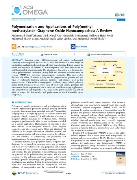 PDF Polymerization And Applications Of Poly Methyl Methacrylate