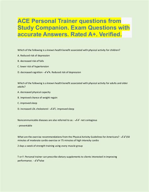 Nhe Master Personal Trainer Exam Study Guide 3