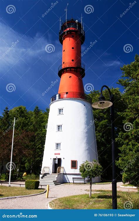 Red And White Wladyslawowo Lighthouse Stock Image Image Of Polish