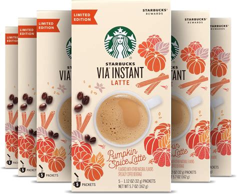 Starbucks Via Pumpkin Spice Latte Instant Coffee 5 Count Pack Of 6