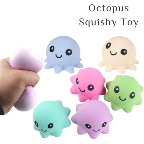 Toybus Octopus Squishy Toys Kawaii Squeeze Reliever Toy Fidget Pop