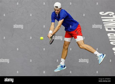 Czech Tennis Players Jakub Mensik Pictured Adam Pavlasek In Action