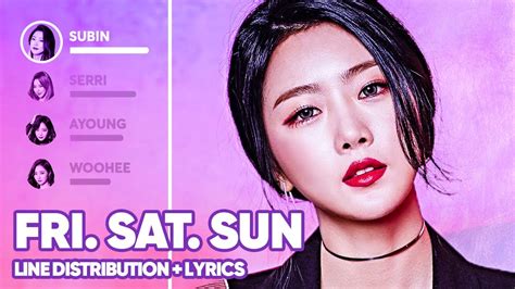 Dalshabet Fri Sat Sun Line Distribution Lyrics Color Coded