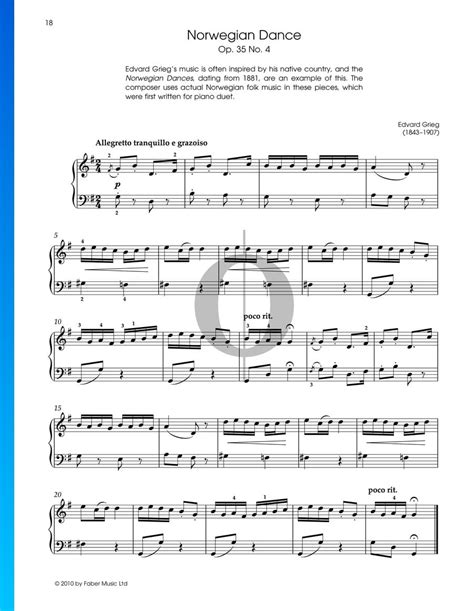 Norwegian Dance Op No Edvard Grieg Piano Sheet Music Oktav