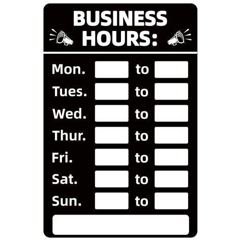 Smrinog Business Hours Sign Hours of Operation Signs for Window / Door
