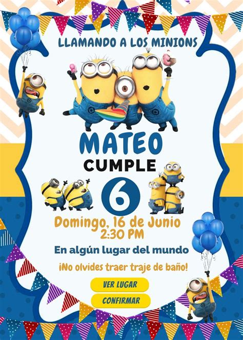 invitación Digital Minions in 2024 Minion party Happy birthday