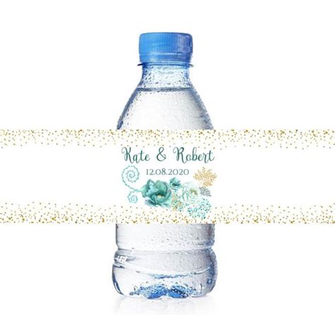 25 Custom Teal Water Bottle Labels 25 50 Mint Wedding Water Bottle