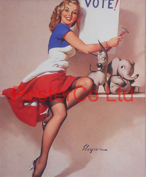 Vote Pin Up Gil Elvgren Framed Picture H X W Art Prints