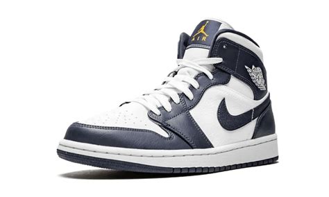 Air Jordan Jordan 1 Mid White Metallic Gold Obsidian 554724 174