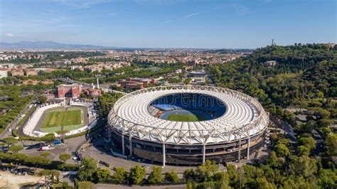 Aerial View Above Stadio Olimpico Olympic Stadium In Rome Italy