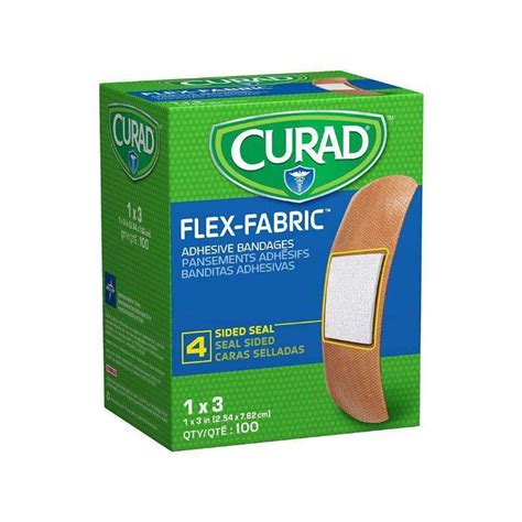 Curad Fabric Adhesive Bandages 1 X3 Strl Lf Box Of 100