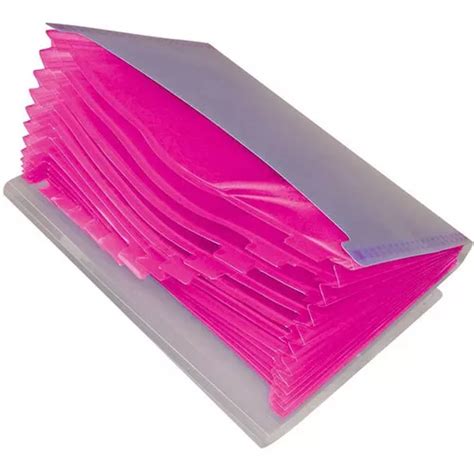 Pasta Sanfonada Plastica A Divisoes Cristal Rosa Acp Mercadolivre