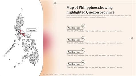 Map Of Philippines Showing Highlighted Quezon Province Ppt Slide