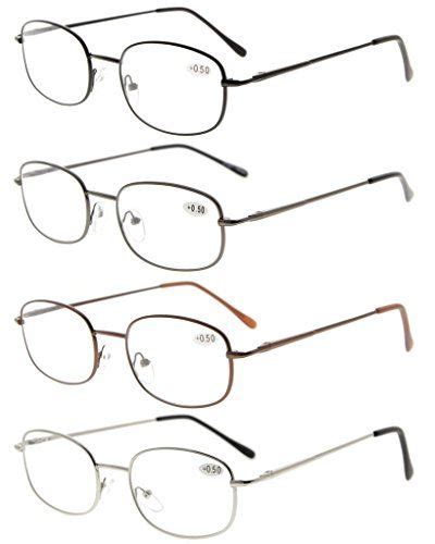 Eyekepper 4 Pairs Reading Glasses Metal Frame 1 75 Reader Eyeglasses With Spring Hinges For Men