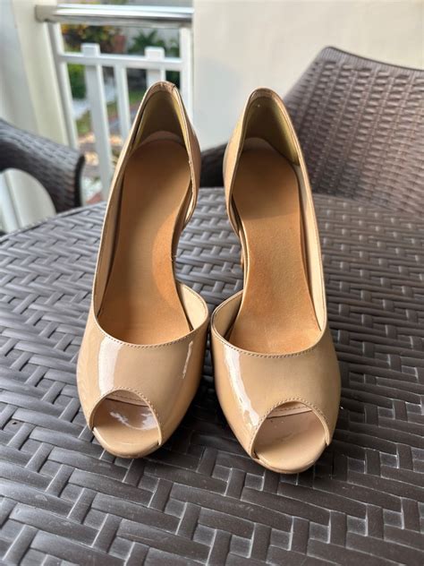 Nine West Nude Patent Heels Women S Fashion Footwear Heels On Carousell