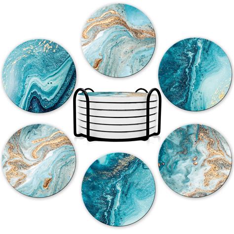 Dooke Coasters For Drinks Round Absorbent Ceramic Stone Coasters Set