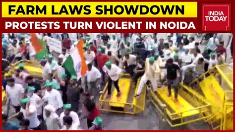 Farmers Bharat Bandh Farmers Protests Turn Violent In Noida