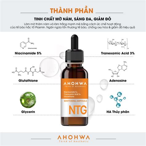 Tinh chất dưỡng trắng mờ thâm nám Ahohwa Whitening Ampoule NTG