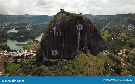 Aerial Drone Footage Of El Penon De Guatape Near Medellin In Antioquia