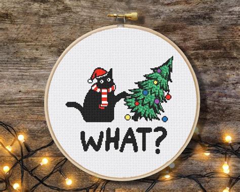 Christmas Cat Cross Stitch Pattern Holiday Cross Stitch Etsy