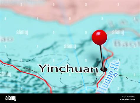 Yinchuan pinned on a map of China Stock Photo - Alamy