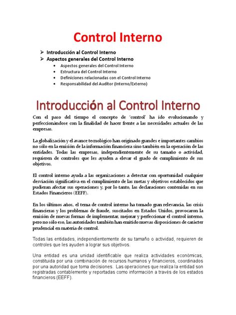 UNIDAD I Aspectos Genrales Del Control Interno | PDF | Auditoría ...