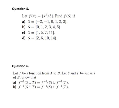 Solved Question 5 Let F X X2 3 Find F S If A S Chegg