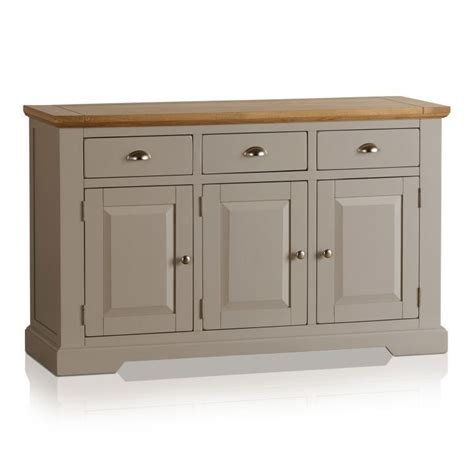 St Ives Oak Grey Painted Large Sideboard Oak Furnitureland Large