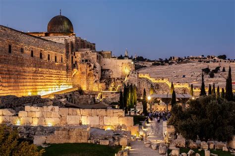 Jerusalem Old City at Night - View from Dung Gate Towards Temple Mount and Al Aqsa Stock Image ...