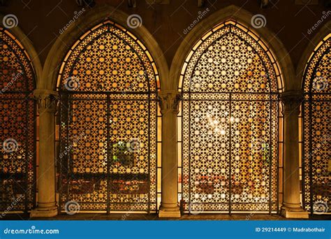 Venetian Window Screens At Night Stock Image Image Of Arches