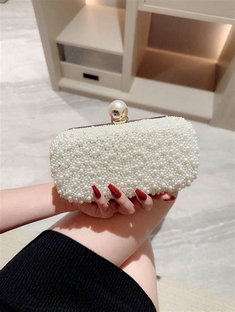 Moonlit Evebag Women S Fashionable Romantic Pearl Encrusted Clutch For